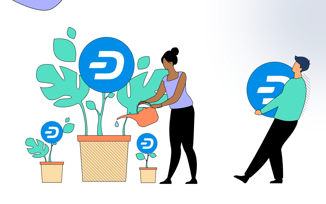 Woman watering a plant that is growing Dash coinsHow to invest in Dash