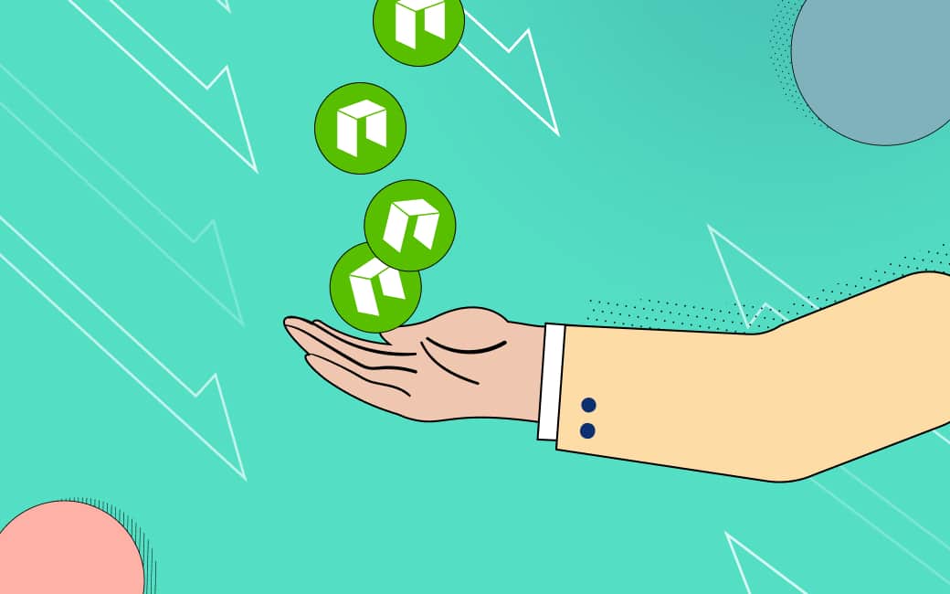 Hand holding Neo coins Buy Neo 2021