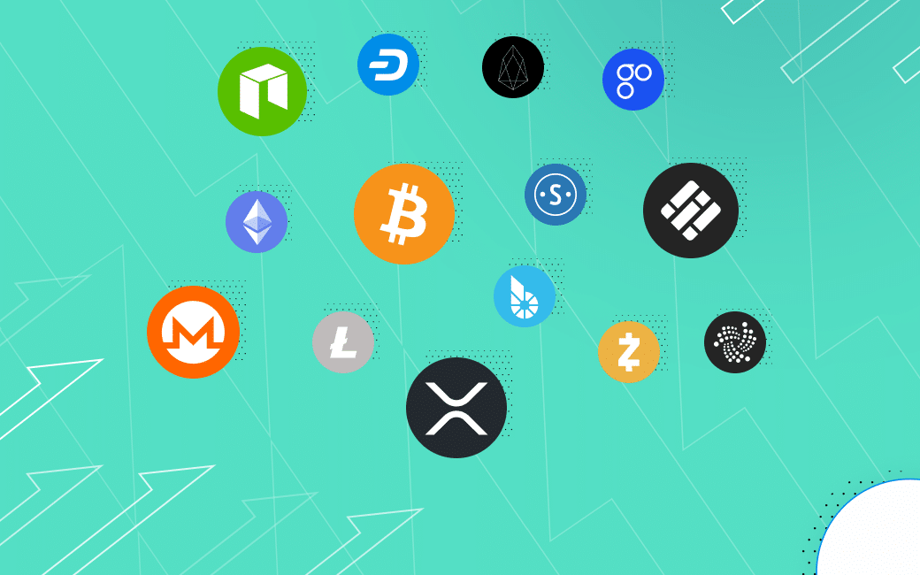 Different cryptocurrencies on a green background Cryptocurrencies Slightly Higher as Market Seeks Momentum (1)