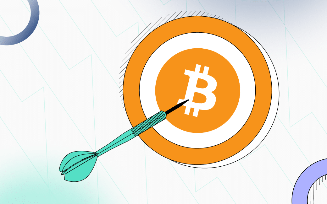 a dartboard with Bitcoin coin in the middle with a dart on top Bitcoin Aims to Retake $44,000 on First Day of October